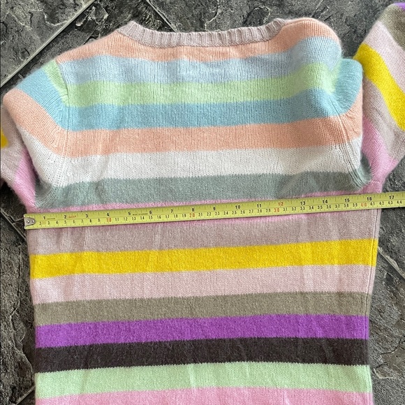 100% Cashmere ALLUDE Women's Luxurious Multicolor Striped Sweater Coastal Soft - Picture 8 of 10